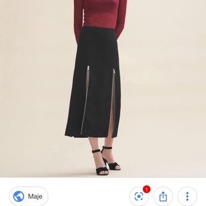 maje zip-detail slit midi skirt size 34